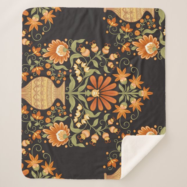 Couverture Sherpa Imaginaire moghol : Opulence florale rétro (Devant)