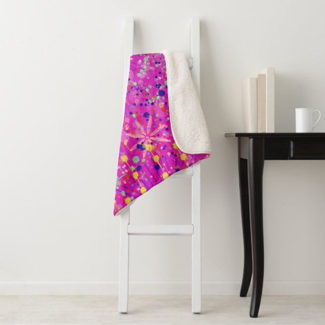 Couverture Sherpa Impression abstraite Jubilé Magenta  (En situation)