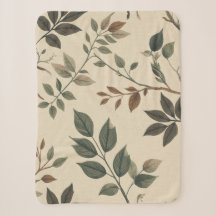 Impression botanique boisée verte marron beige