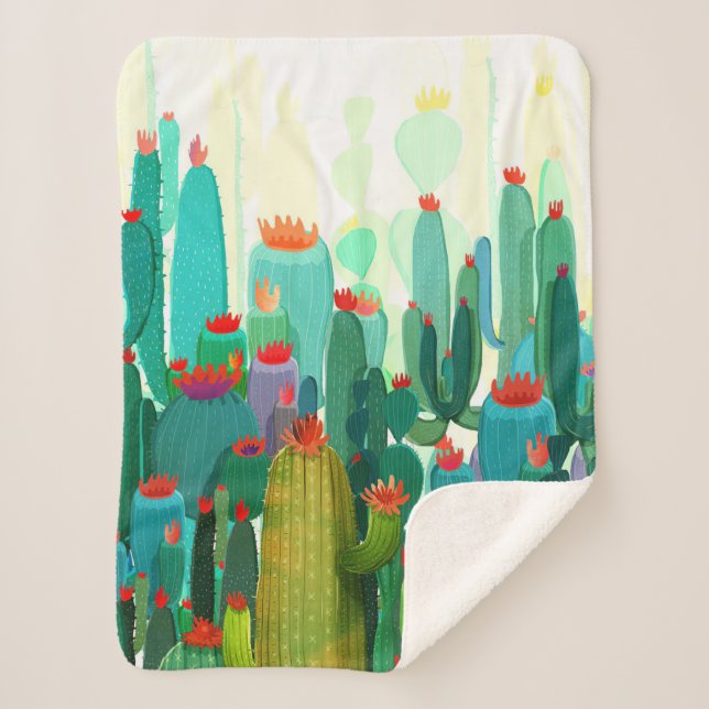 Couverture Sherpa Impression Cactus | Beaucoup De Cactus (Devant)