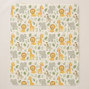 Couverture Sherpa Impression de nurserie d'animaux de safari