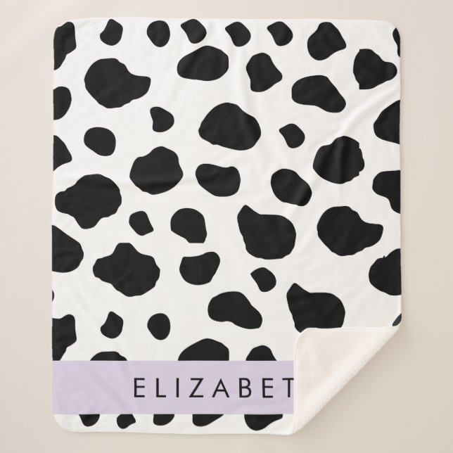 Couverture Sherpa Impression De Vache, Spots De Vache, Noir Et Blanc (Devant)