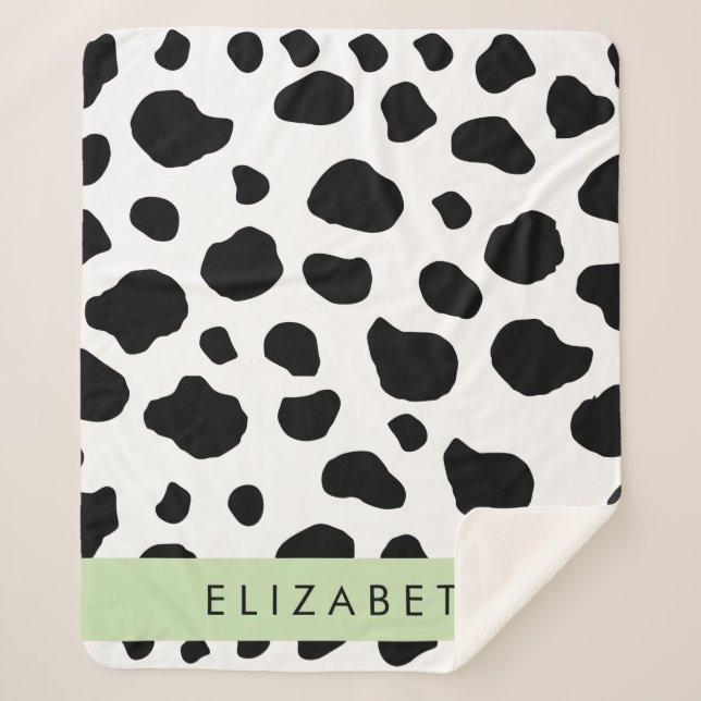 Couverture Sherpa Impression De Vache, Spots De Vache, Noir Et Blanc (Devant)