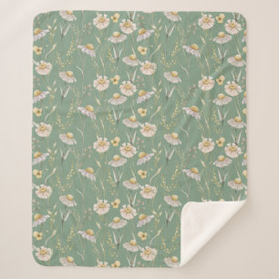Couverture Sherpa Impression du pays du chalet de prairie sur vert