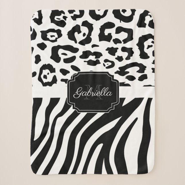 Couverture Sherpa Impression Lepard / Impression Zebra (Devant)