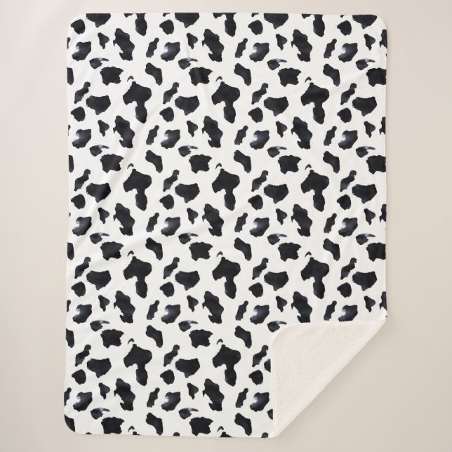 Couverture Sherpa Impression vache cowgirl cowboy noir blanc   (Devant)