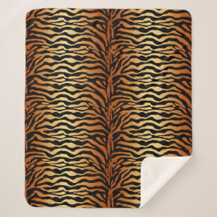 Couverture Sherpa Imprimé animal rayures de tigre, ambre, noir et br