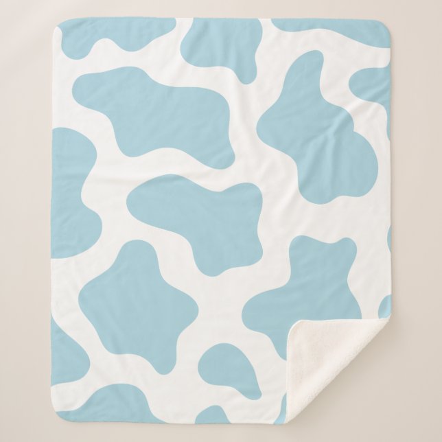 Couverture Sherpa imprimé de vache bleu pastel kawaii (Devant)