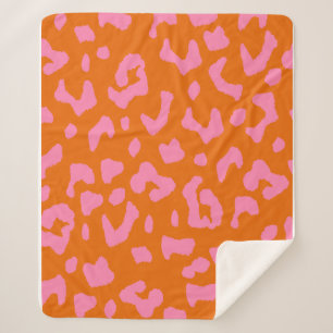 Couverture Sherpa Imprimé léopard rose et orange