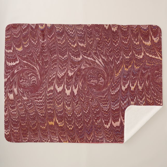 Couverture Sherpa imprimé marbre rouge brique (Devant (Horizontal))