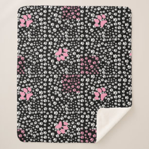 Couverture Sherpa Imprimez les pattes motif NS 01b. BG noir