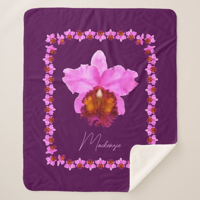 Couverture Sherpa Imprimez Personnalisé Cattleya Orchid Motif (Devant)
