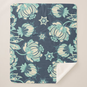 Couverture Sherpa Indien Floral Vintage sans fil Motif