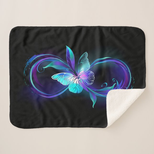 Couverture Sherpa Infinité brillante avec papillon magique (Devant (Horizontal))