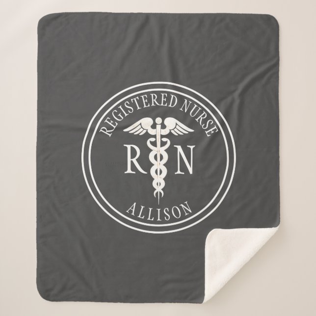 Couverture Sherpa Infirmière autorisée Caduceus Grey Personnalisée (Devant)