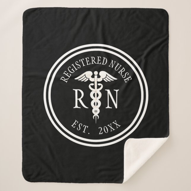 Couverture Sherpa Infirmière inscrite RN Caduceus Médicale Classic (Devant)