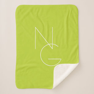 Couverture Sherpa Initiales de chevauchement modernes 2   Lime vert