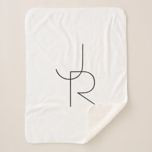 Couverture Sherpa Initiales de chevauchement modernes 2 Noir en bl