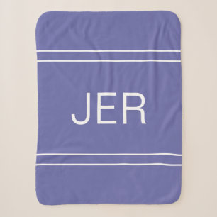 Couverture Sherpa Initiales Monogrammées Modernes Tendance Bleu Péri