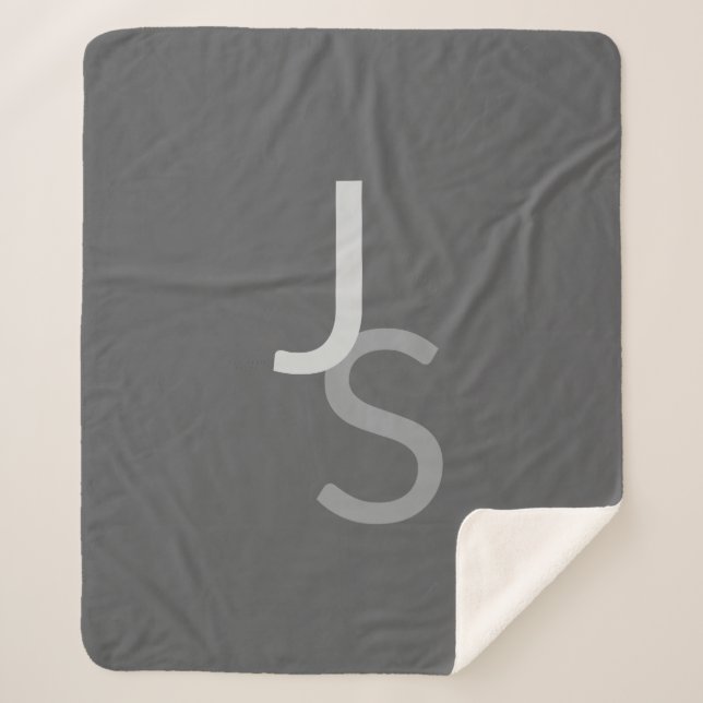 Couverture Sherpa Initiales monogrammes à chevauchement moderne | Gr (Devant)