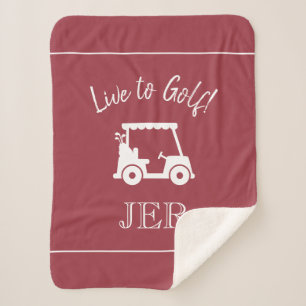 Couverture Sherpa Initiales Monogrammes de Chariot de Golf Sport Rou