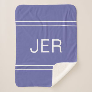 Couverture Sherpa Initiales Monogrammes modernes tendance Peri Blue 