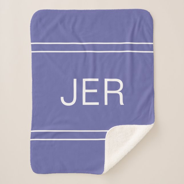 Couverture Sherpa Initiales Monogrammes modernes tendance Peri Blue  (Devant)