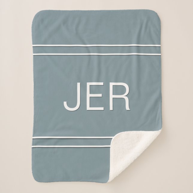Couverture Sherpa Initiales personnalisées Monogrammes modernes Bleu (Devant)