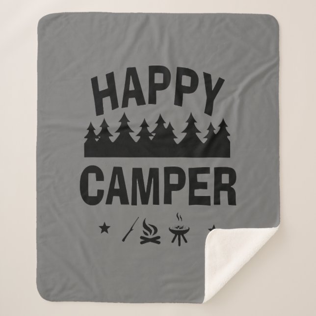 Couverture Sherpa Inspirational Happy Camper Citation amusante (Devant)