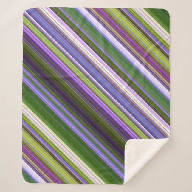 Couverture Sherpa Iris Blossoms pourpre et vert bande (Devant)