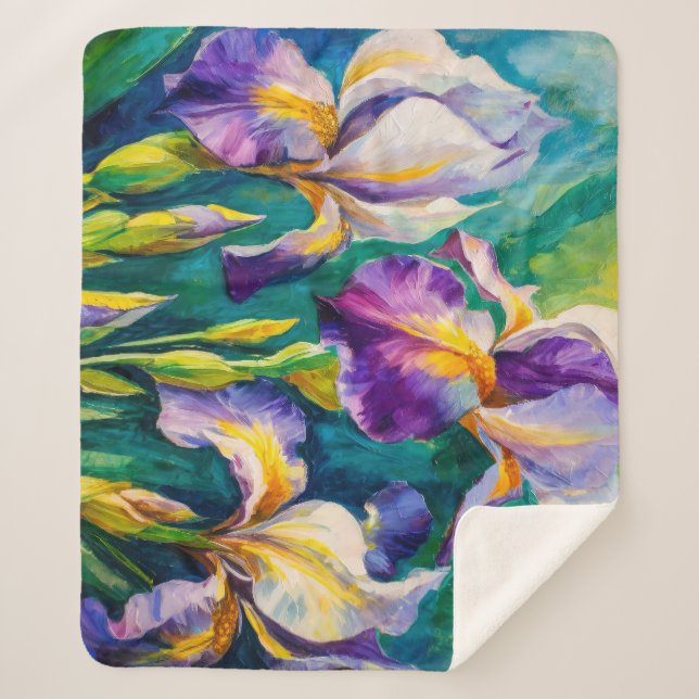 Couverture Sherpa Iris Floral (Devant)