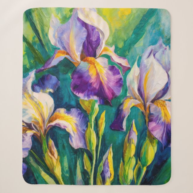 Couverture Sherpa Iris Floral (Devant)