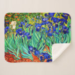 Couverture Sherpa Irises par Vincent Van Gogh<br><div class="desc">Vincent Van Gogh Irises. Peint en 1889, il fait partie du tableau qu'il a créé dans l'asile Saint Paul-de-Mausole à Saint-Rémy-de-Provence en France. C'est une peinture à l'huile. Cette peinture à l'huile de paysage de beaux-arts représente un champ de plantes de fleurs d'iris. Vincent Van Gogh était un artiste célèbre....</div>