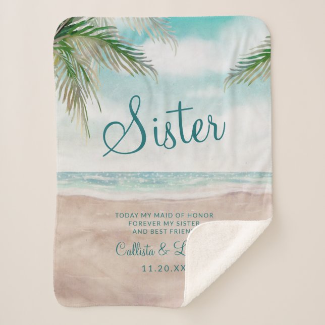 Couverture Sherpa Island Breeze Beach to the Sister Heartfeel Quote (Devant)