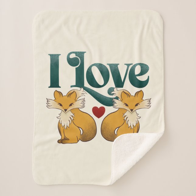 Couverture Sherpa J'Aime Les Renards Mignons Coeur (Devant)