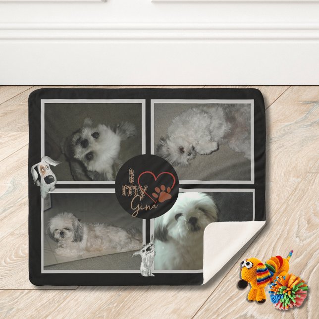 Couverture Sherpa J'Aime Mon Chien Sherpa Blanket ( Love My Dog Sherpa Blanket)