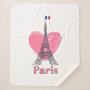 Couverture Sherpa J'aime Paris Tour Eiffel France Cadeau