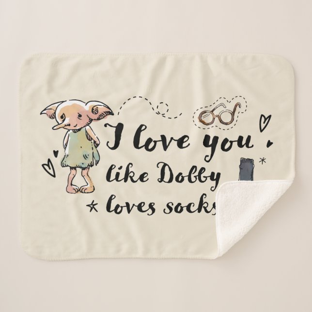 Couverture Sherpa J'aime You Like Dobby Aime les Chaussettes (Devant (Horizontal))