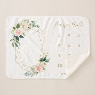 Couverture Sherpa Jalon de naissance des fleurs de printemps géomé