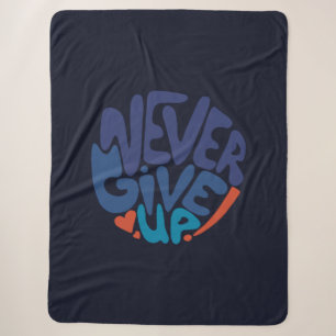 Couverture Sherpa Jamais renoncer - Bleu et rouge Anniversaire noir