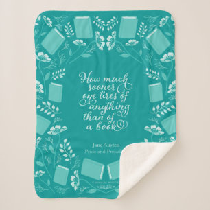 Couverture Sherpa Jane Austen Pride et préjugé Turquoise Floral Bo