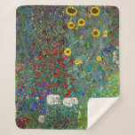 Couverture Sherpa Jardin agricole avec tournesols | Gustav Klimt |<br><div class="desc">Farm Garden with Sunflowers est un tableau de Gustav Klimt de 1907.</div>