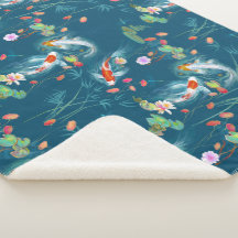 Jardin aquatique japonais Turquoise Sherpa Blanket