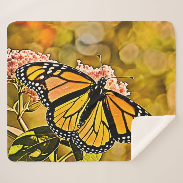 Couverture Sherpa Jardin d'art du papillon monarque (Devant (Horizontal))