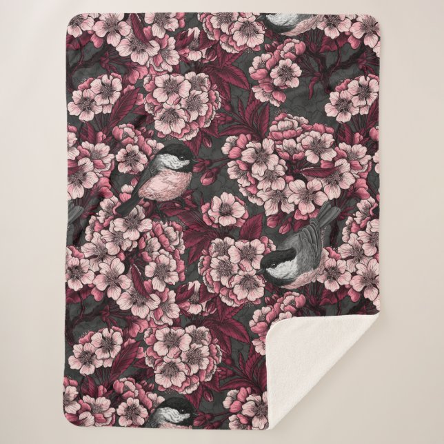 Couverture Sherpa Jardin de cerisier nocturne (Devant)