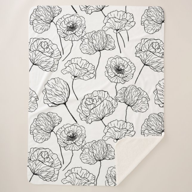 Couverture Sherpa Jardin de coquelicots (Devant)