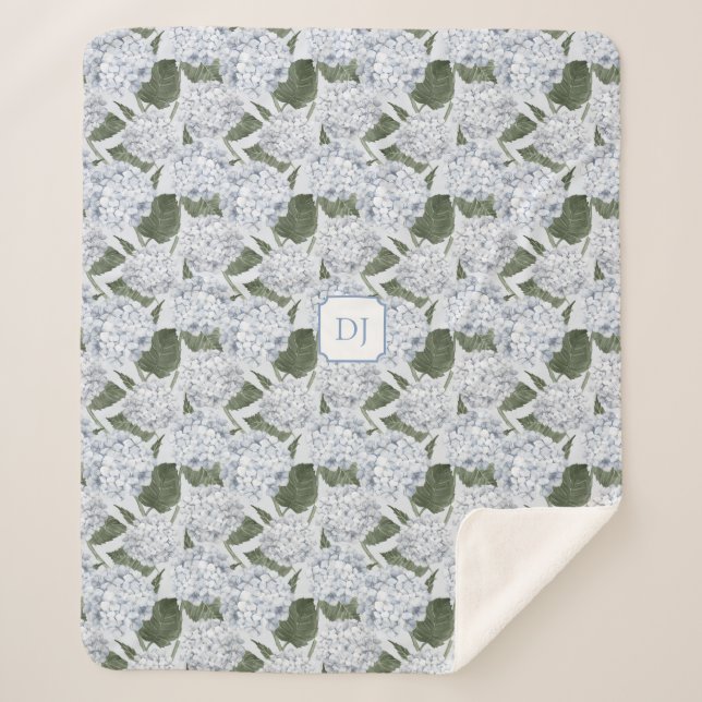 Couverture Sherpa Jardin de Hortensias Monogramme  (Devant)