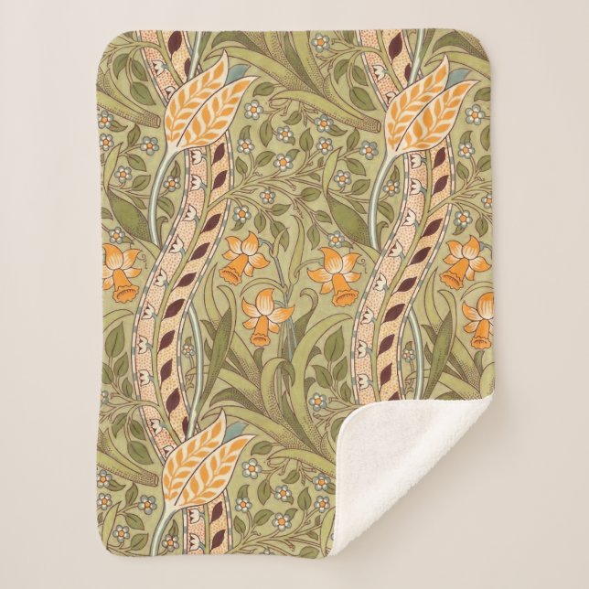 Couverture Sherpa Jardin de jonquilles de William Morris Fleur Class (Devant)