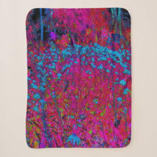 Couverture Sherpa Jardin de lys magenta fleur pourpre psychédélique