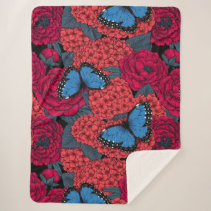 Couverture Sherpa Jardin de morpho bleu